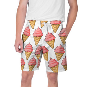Мужские шорты 3D с принтом Мороженки в Тюмени,  полиэстер 100% | прямой крой, два кармана без застежек по бокам. Мягкая трикотажная резинка на поясе, внутри которой широкие завязки. Длина чуть выше колен | девушкам | мороженка | мороженое | сладкая