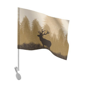 Флаг для автомобиля с принтом Олень в Тюмени, 100% полиэстер | Размер: 30*21 см | капкан | оружие | охотник | охотники на привале | природа | рассвет | рога | ружье | трофей | туризм | чучело