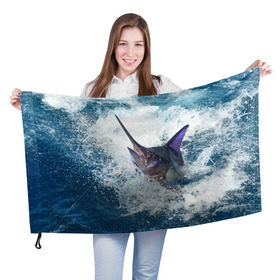 Флаг 3D с принтом Рыбалка 1 в Тюмени, 100% полиэстер | плотность ткани — 95 г/м2, размер — 67 х 109 см. Принт наносится с одной стороны | грузило | карась | лодка | окунь | природа | река | рыбак | рыболов | снасти | туризм | щука