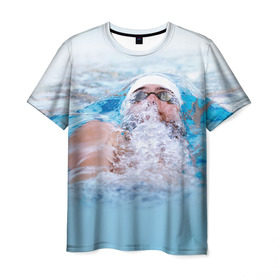 Мужская футболка 3D с принтом Michael Phelps в Тюмени, 100% полиэфир | прямой крой, круглый вырез горловины, длина до линии бедер | 