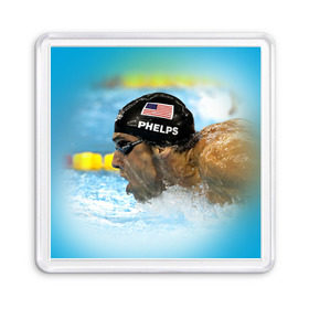 Магнит 55*55 с принтом Michael Phelps в Тюмени, Пластик | Размер: 65*65 мм; Размер печати: 55*55 мм | 