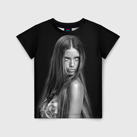 Детская футболка 3D с принтом Адриана Лима в Тюмени, 100% гипоаллергенный полиэфир | прямой крой, круглый вырез горловины, длина до линии бедер, чуть спущенное плечо, ткань немного тянется | adriana lima | адриана лима | бразильская | супермодель