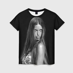 Женская футболка 3D с принтом Адриана Лима в Тюмени, 100% полиэфир ( синтетическое хлопкоподобное полотно) | прямой крой, круглый вырез горловины, длина до линии бедер | adriana lima | адриана лима | бразильская | супермодель