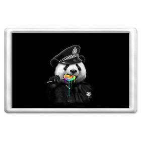 Магнит 45*70 с принтом Панда и карамель в Тюмени, Пластик | Размер: 78*52 мм; Размер печати: 70*45 | Тематика изображения на принте: панда | черно белый
