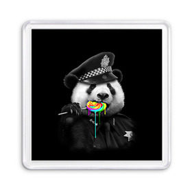 Магнит 55*55 с принтом Панда и карамель в Тюмени, Пластик | Размер: 65*65 мм; Размер печати: 55*55 мм | панда | черно белый