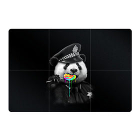 Магнитный плакат 3Х2 с принтом Панда и карамель в Тюмени, Полимерный материал с магнитным слоем | 6 деталей размером 9*9 см | панда | черно белый