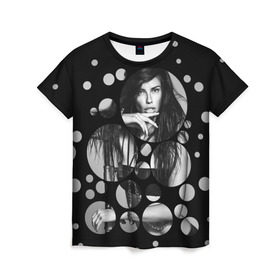Женская футболка 3D с принтом Адриана Лима в Тюмени, 100% полиэфир ( синтетическое хлопкоподобное полотно) | прямой крой, круглый вырез горловины, длина до линии бедер | adriana lima | адриана лима | бразильская | супермодель
