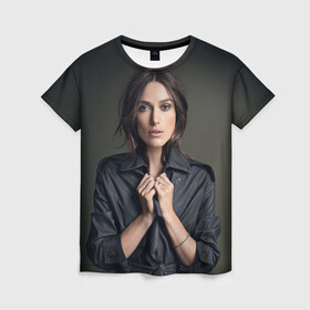 Женская футболка 3D с принтом Кира Найтли в Тюмени, 100% полиэфир ( синтетическое хлопкоподобное полотно) | прямой крой, круглый вырез горловины, длина до линии бедер | keira knightley | британская актриса | кира найтли | оскар