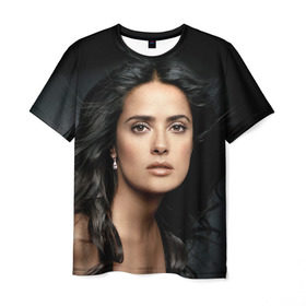Мужская футболка 3D с принтом Сальма Хайек в Тюмени, 100% полиэфир | прямой крой, круглый вырез горловины, длина до линии бедер | salma hayek | актриса | мексикано американская | певица | продюсер | режиссёр | сальма хайек