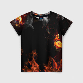 Детская футболка 3D с принтом Огонь в Тюмени, 100% гипоаллергенный полиэфир | прямой крой, круглый вырез горловины, длина до линии бедер, чуть спущенное плечо, ткань немного тянется | red | абстракция | арт | дым | новые | огонь | прикольные