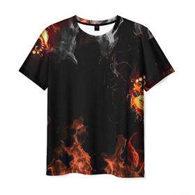 Мужская футболка 3D с принтом Огонь в Тюмени, 100% полиэфир | прямой крой, круглый вырез горловины, длина до линии бедер | red | абстракция | арт | дым | новые | огонь | прикольные
