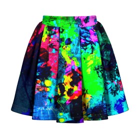 Детская юбка-солнце 3D с принтом Пятна краски в Тюмени, 100% полиэстер | Эластичный пояс, крупные складки | гранж | краска | новые | прикольные | текстуры | цветные