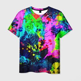 Мужская футболка 3D с принтом Пятна краски в Тюмени, 100% полиэфир | прямой крой, круглый вырез горловины, длина до линии бедер | Тематика изображения на принте: гранж | краска | новые | прикольные | текстуры | цветные