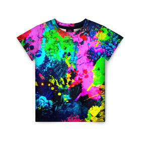Детская футболка 3D с принтом Пятна краски в Тюмени, 100% гипоаллергенный полиэфир | прямой крой, круглый вырез горловины, длина до линии бедер, чуть спущенное плечо, ткань немного тянется | гранж | краска | новые | прикольные | текстуры | цветные
