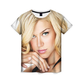 Женская футболка 3D с принтом Эдрианн Палики в Тюмени, 100% полиэфир ( синтетическое хлопкоподобное полотно) | прямой крой, круглый вырез горловины, длина до линии бедер | adrianne palicki | американская актриса | эдрианн палики