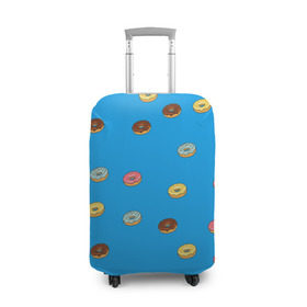 Чехол для чемодана 3D с принтом Пончики в Тюмени, 86% полиэфир, 14% спандекс | двустороннее нанесение принта, прорези для ручек и колес | donut | гомер | еда | пончики | симпсон | фаст