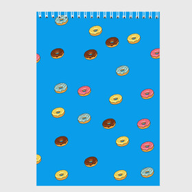 Скетчбук с принтом Пончики в Тюмени, 100% бумага
 | 48 листов, плотность листов — 100 г/м2, плотность картонной обложки — 250 г/м2. Листы скреплены сверху удобной пружинной спиралью | donut | гомер | еда | пончики | симпсон | фаст