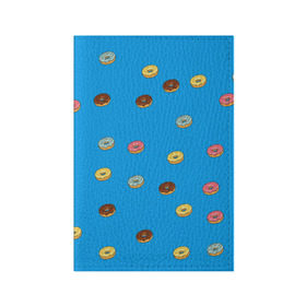 Обложка для паспорта матовая кожа с принтом Пончики в Тюмени, натуральная матовая кожа | размер 19,3 х 13,7 см; прозрачные пластиковые крепления | donut | гомер | еда | пончики | симпсон | фаст