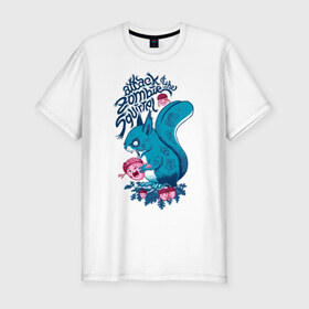 Мужская футболка премиум с принтом Zombie Squirrel в Тюмени, 92% хлопок, 8% лайкра | приталенный силуэт, круглый вырез ворота, длина до линии бедра, короткий рукав | squirrel | zombie | белка | зомби