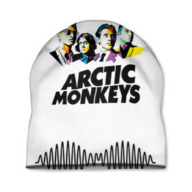 Шапка 3D с принтом Arctic Monkeys 2 в Тюмени, 100% полиэстер | универсальный размер, печать по всей поверхности изделия | am | arctic | arctic monkeys | monkeys | rock | алекс тёрнер | амы | арктические мартышки | джейми кук | мартышки | мэтт хелдерс. ам | ник омэлли | ник о’мэлли | рок