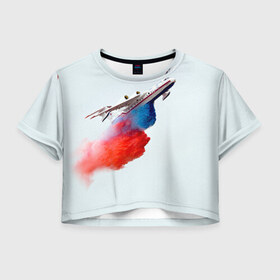 Женская футболка 3D укороченная с принтом Самолет Мчс 1 в Тюмени, 100% полиэстер | круглая горловина, длина футболки до линии талии, рукава с отворотами | армия | армия россии | военная | военная техника | самолет | самолеты | техника