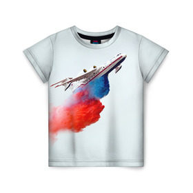 Детская футболка 3D с принтом Самолет Мчс 1 в Тюмени, 100% гипоаллергенный полиэфир | прямой крой, круглый вырез горловины, длина до линии бедер, чуть спущенное плечо, ткань немного тянется | армия | армия россии | военная | военная техника | самолет | самолеты | техника
