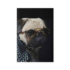 Обложка для паспорта матовая кожа с принтом Бульдог в очках в Тюмени, натуральная матовая кожа | размер 19,3 х 13,7 см; прозрачные пластиковые крепления | бульдог в очках | домашнее | животное | клепки | кожа | металлист | очки | пес | прикол | рокер | собака | умный | ученый | французский