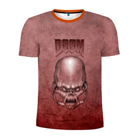 Мужская футболка 3D спортивная с принтом Демон (Doom classic) в Тюмени, 100% полиэстер с улучшенными характеристиками | приталенный силуэт, круглая горловина, широкие плечи, сужается к линии бедра | розовый | скелет | череп