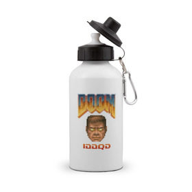 Бутылка спортивная с принтом iddqd пиксель-арт в Тюмени, металл | емкость — 500 мл, в комплекте две пластиковые крышки и карабин для крепления | doom | пиксели