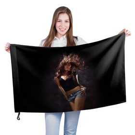 Флаг 3D с принтом Страстная девушка в Тюмени, 100% полиэстер | плотность ткани — 95 г/м2, размер — 67 х 109 см. Принт наносится с одной стороны | ветер | волосы | страстная девушка | фото. модель