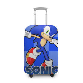 Чехол для чемодана 3D с принтом Sonic The-Hedgehog в Тюмени, 86% полиэфир, 14% спандекс | двустороннее нанесение принта, прорези для ручек и колес | sega sonic