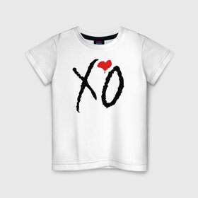 Детская футболка хлопок с принтом XO в Тюмени, 100% хлопок | круглый вырез горловины, полуприлегающий силуэт, длина до линии бедер | Тематика изображения на принте: drake | the weeknd | xo
