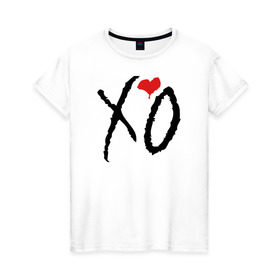 Женская футболка хлопок с принтом XO в Тюмени, 100% хлопок | прямой крой, круглый вырез горловины, длина до линии бедер, слегка спущенное плечо | Тематика изображения на принте: drake | the weeknd | xo