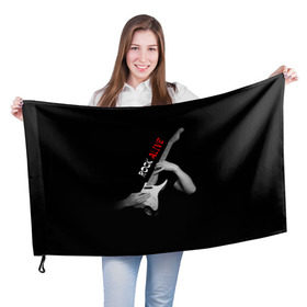 Флаг 3D с принтом Рок жив (rock alive) в Тюмени, 100% полиэстер | плотность ткани — 95 г/м2, размер — 67 х 109 см. Принт наносится с одной стороны | Тематика изображения на принте: rock | рок | рок жив | русский рок