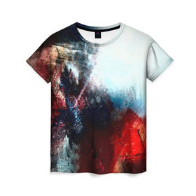 Женская футболка 3D с принтом Expressive в Тюмени, 100% полиэфир ( синтетическое хлопкоподобное полотно) | прямой крой, круглый вырез горловины, длина до линии бедер | rainbow | краска | прикольные | радуга | текстуры | штрихи