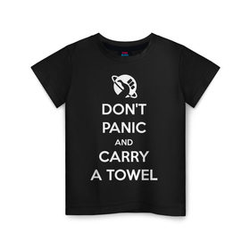 Детская футболка хлопок с принтом Dont panic в Тюмени, 100% хлопок | круглый вырез горловины, полуприлегающий силуэт, длина до линии бедер | автостопом по галактике