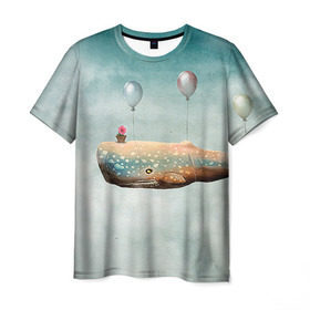 Мужская футболка 3D с принтом Кит в Тюмени, 100% полиэфир | прямой крой, круглый вырез горловины, длина до линии бедер | автостопом по галактике | кит
