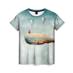Женская футболка 3D с принтом Кит в Тюмени, 100% полиэфир ( синтетическое хлопкоподобное полотно) | прямой крой, круглый вырез горловины, длина до линии бедер | автостопом по галактике | кит