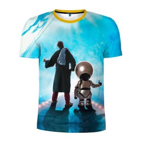 Мужская футболка 3D спортивная с принтом Автостопом по галактике в Тюмени, 100% полиэстер с улучшенными характеристиками | приталенный силуэт, круглая горловина, широкие плечи, сужается к линии бедра | автостопом по галактике