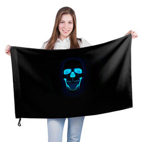 Флаг 3D с принтом Весёлый череп в Тюмени, 100% полиэстер | плотность ткани — 95 г/м2, размер — 67 х 109 см. Принт наносится с одной стороны | Тематика изображения на принте: позитив | прикол | смех | череп | чёрный юмор