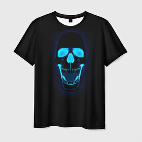 Мужская футболка 3D с принтом Весёлый череп в Тюмени, 100% полиэфир | прямой крой, круглый вырез горловины, длина до линии бедер | позитив | прикол | смех | череп | чёрный юмор