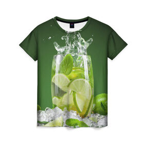 Женская футболка 3D с принтом Коктейль в Тюмени, 100% полиэфир ( синтетическое хлопкоподобное полотно) | прямой крой, круглый вырез горловины, длина до линии бедер | Тематика изображения на принте: cocktail | коктель | кола | напиток | спрайт | фреш
