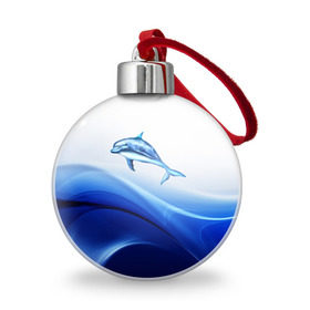 Ёлочный шар с принтом Дельфин в Тюмени, Пластик | Диаметр: 77 мм | Тематика изображения на принте: дельфин | море | рыбка