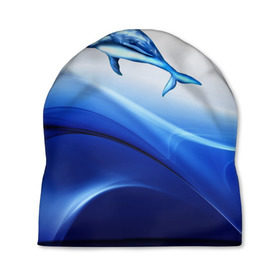 Шапка 3D с принтом Дельфин в Тюмени, 100% полиэстер | универсальный размер, печать по всей поверхности изделия | дельфин | море | рыбка