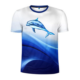 Мужская футболка 3D спортивная с принтом Дельфин в Тюмени, 100% полиэстер с улучшенными характеристиками | приталенный силуэт, круглая горловина, широкие плечи, сужается к линии бедра | дельфин | море | рыбка