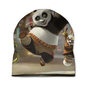 Шапка 3D с принтом Кунг Фу панда в Тюмени, 100% полиэстер | универсальный размер, печать по всей поверхности изделия | Тематика изображения на принте: кунг фу панда | мультфильмы