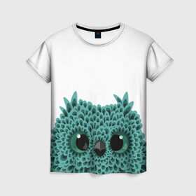 Женская футболка 3D с принтом Совенок в Тюмени, 100% полиэфир ( синтетическое хлопкоподобное полотно) | прямой крой, круглый вырез горловины, длина до линии бедер | owl | птица | птицы | сова | совенок