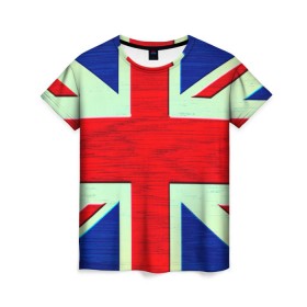 Женская футболка 3D с принтом Англия в Тюмени, 100% полиэфир ( синтетическое хлопкоподобное полотно) | прямой крой, круглый вырез горловины, длина до линии бедер | англия | модные | популярные | прикольные | стена | флаг