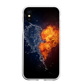 Чехол для iPhone XS Max матовый с принтом Water and flames heart в Тюмени, Силикон | Область печати: задняя сторона чехла, без боковых панелей | вода | огонь огонь и вода | пар | прикольное | разное | сердце