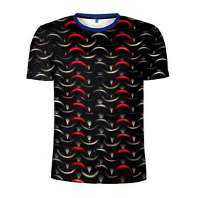 Мужская футболка 3D спортивная с принтом Кольчуга в Тюмени, 100% полиэстер с улучшенными характеристиками | приталенный силуэт, круглая горловина, широкие плечи, сужается к линии бедра | кольца | круги | металл | текстуры